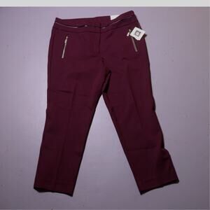 NWT Anne Klein Maroon Slim Ankle Trousers Womens 14 Plus Size